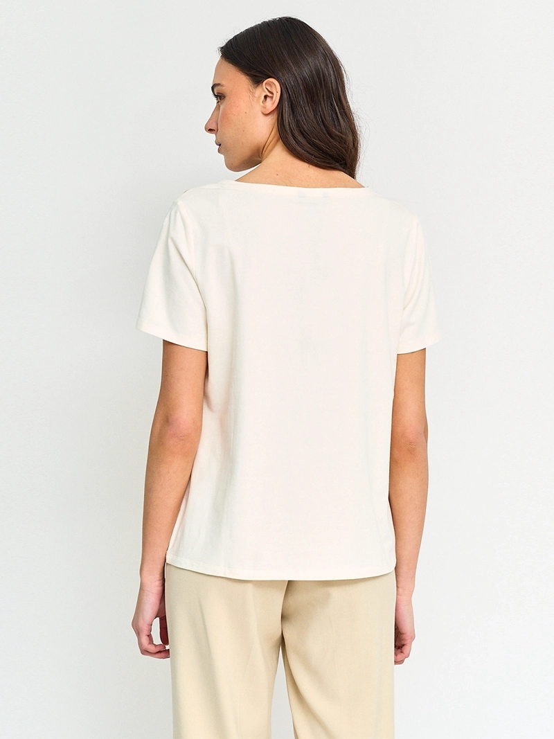 POLERA MUJER CACHAREL ALGODÓN MANGA CORTA BOTONES - 2