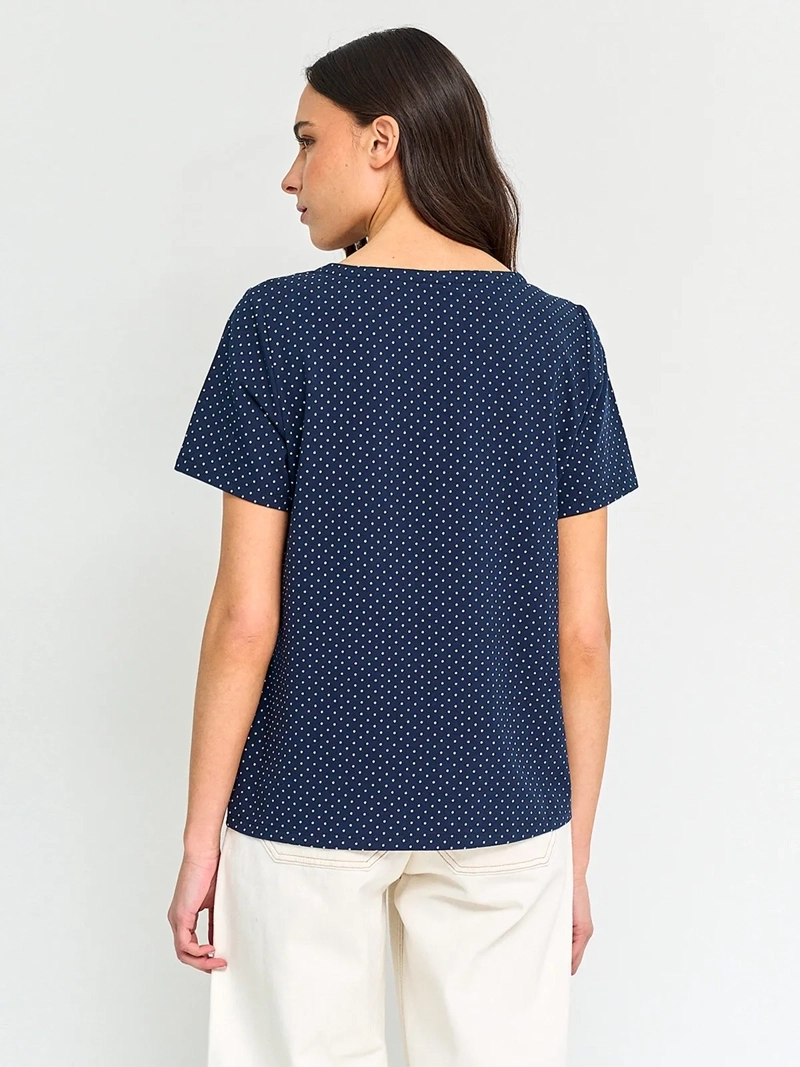 POLERA MUJER CACHAREL ALGODÓN MANGA CORTA BOTONES - 2