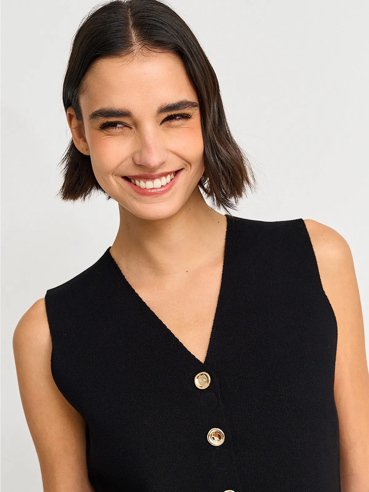 SWEATER MUJER CACHAREL SIN MANGAS BOTONES - 3