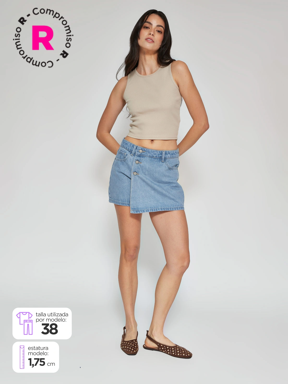 FALDA SHORT ALGODÓN MUJER AEROPOSTALE DENIM - 1