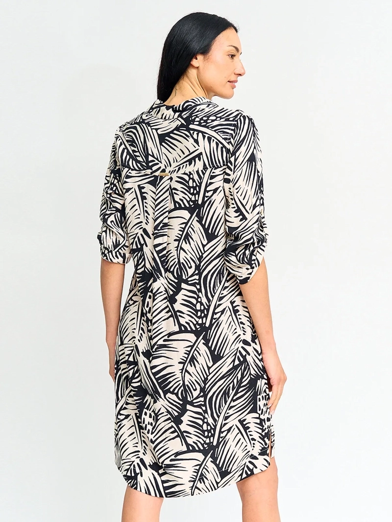 VESTIDO MUJER CACHAREL CORTO CUELLO CAMISERO ESTAMPADO - 2
