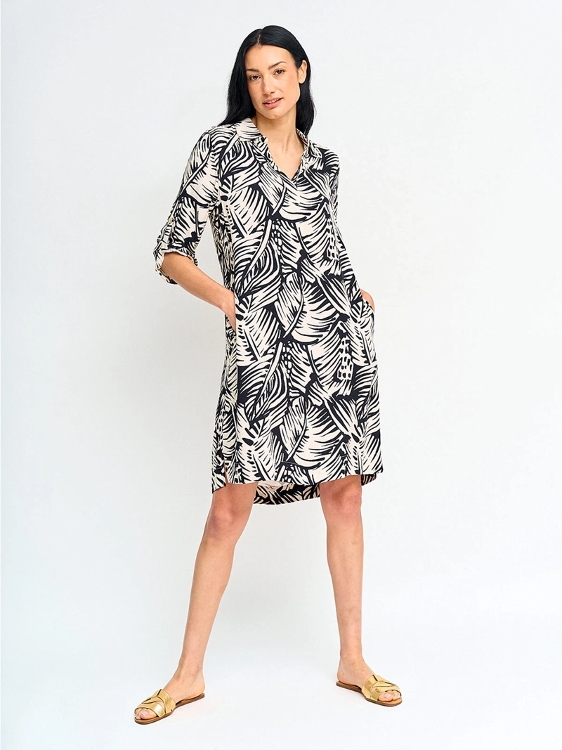 VESTIDO MUJER CACHAREL CORTO CUELLO CAMISERO ESTAMPADO - 4