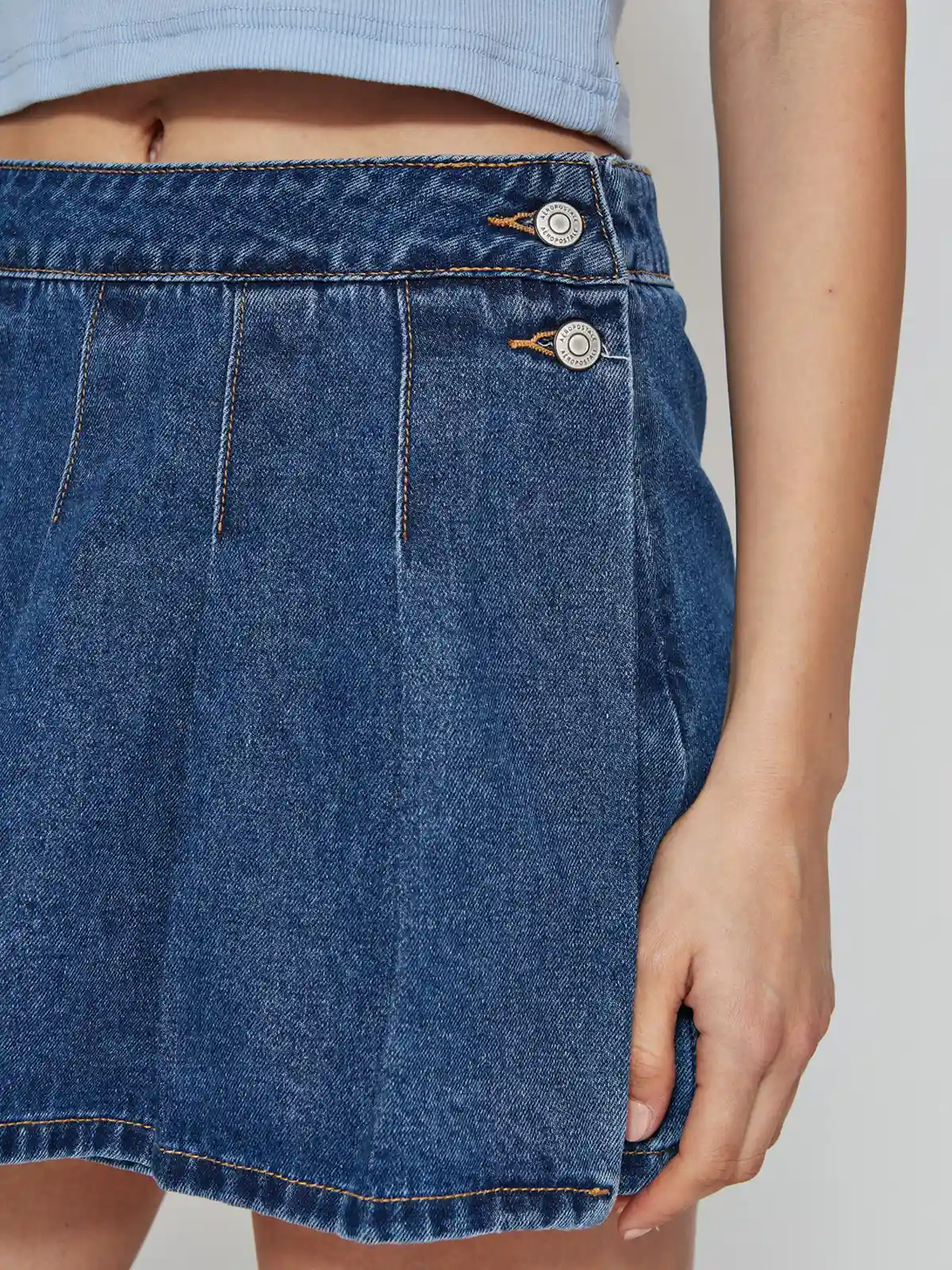 FALDA SHORT ALGODÓN MUJER AEROPOSTALE DENIM - 4