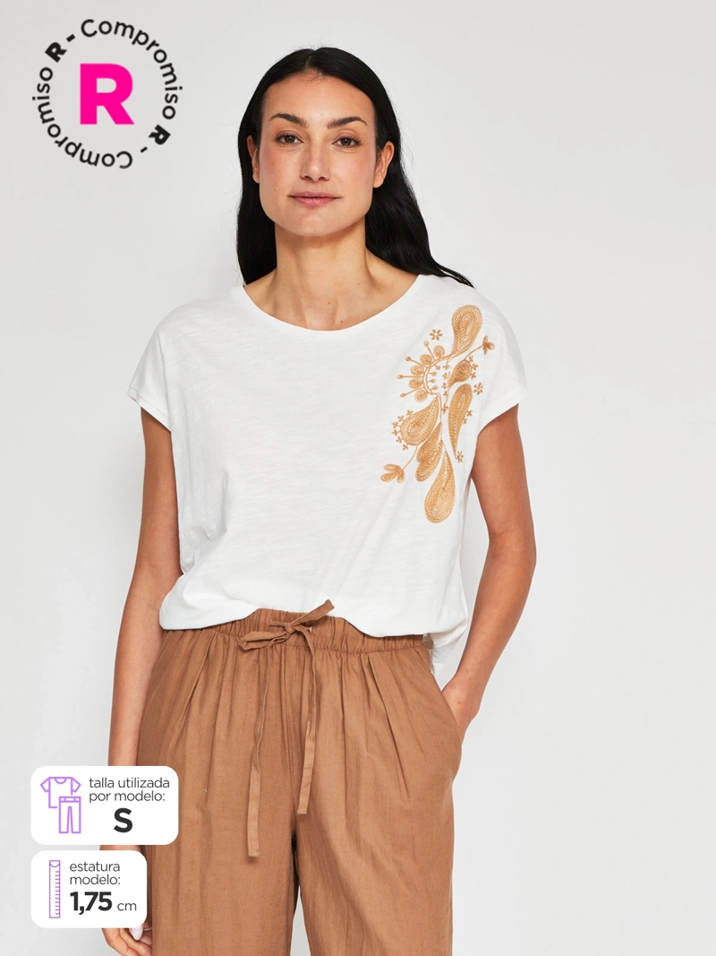 POLERA MUJER AZIZ ALGODÓN MANGA CORTA - 1