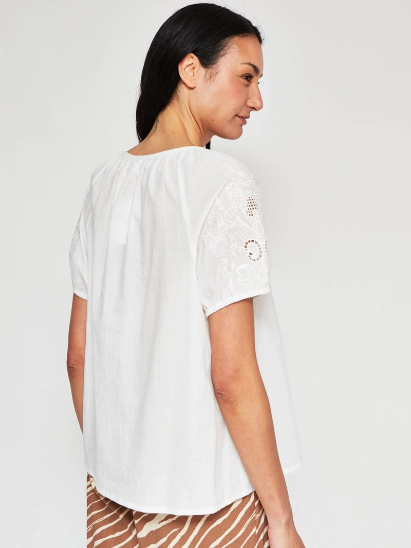 BLUSA MUJER AZIZ ALGODÓN MANGA CORTA BORDADA - 2
