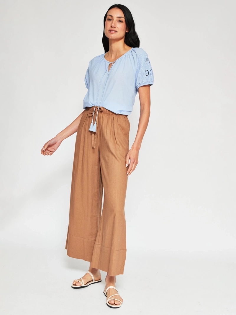 BLUSA MUJER AZIZ ALGODÓN MANGA CORTA BORDADA - 4