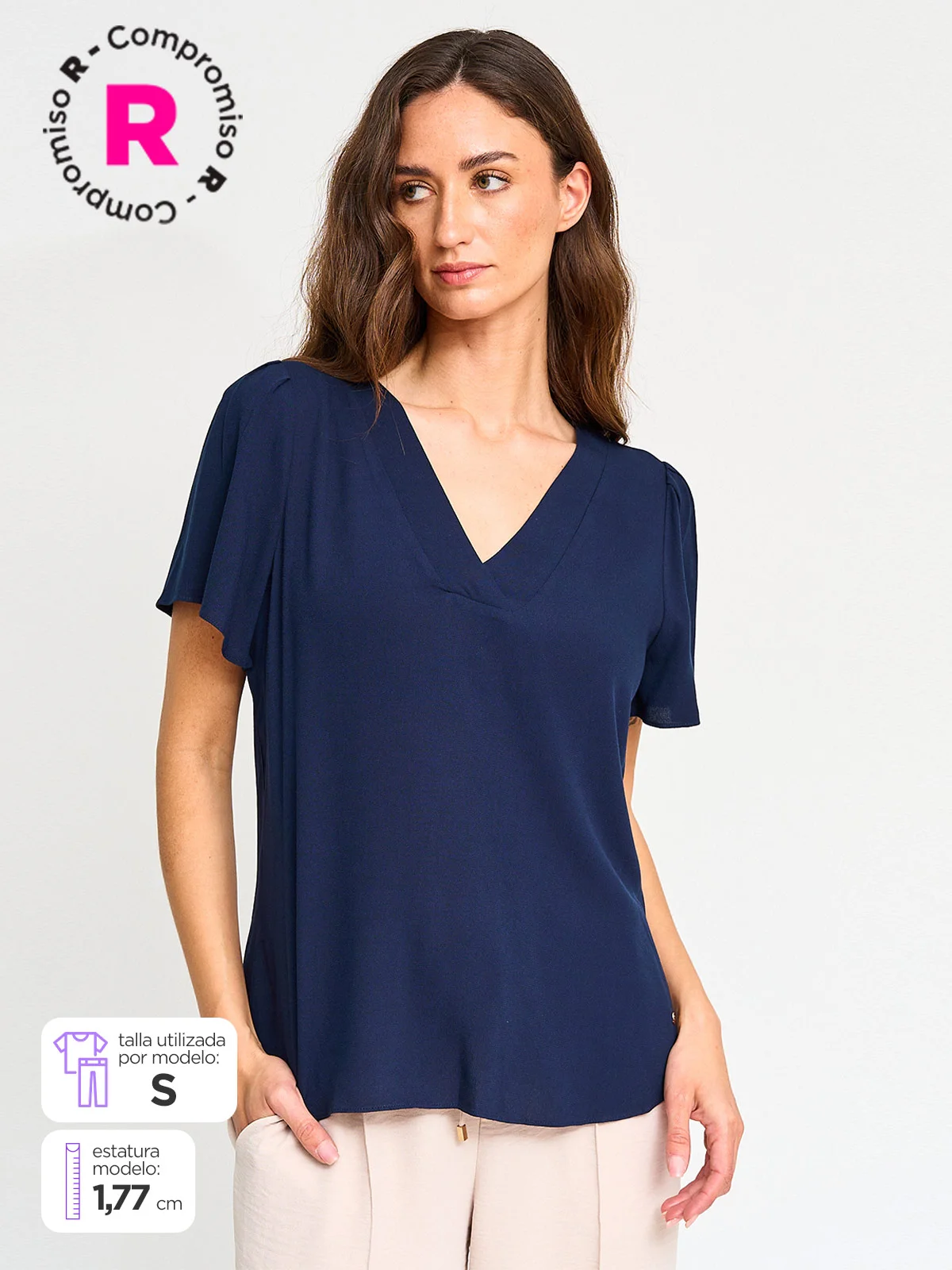 BLUSA MUJER CACHAREL MANGA CORTA TEXTURADA - 1