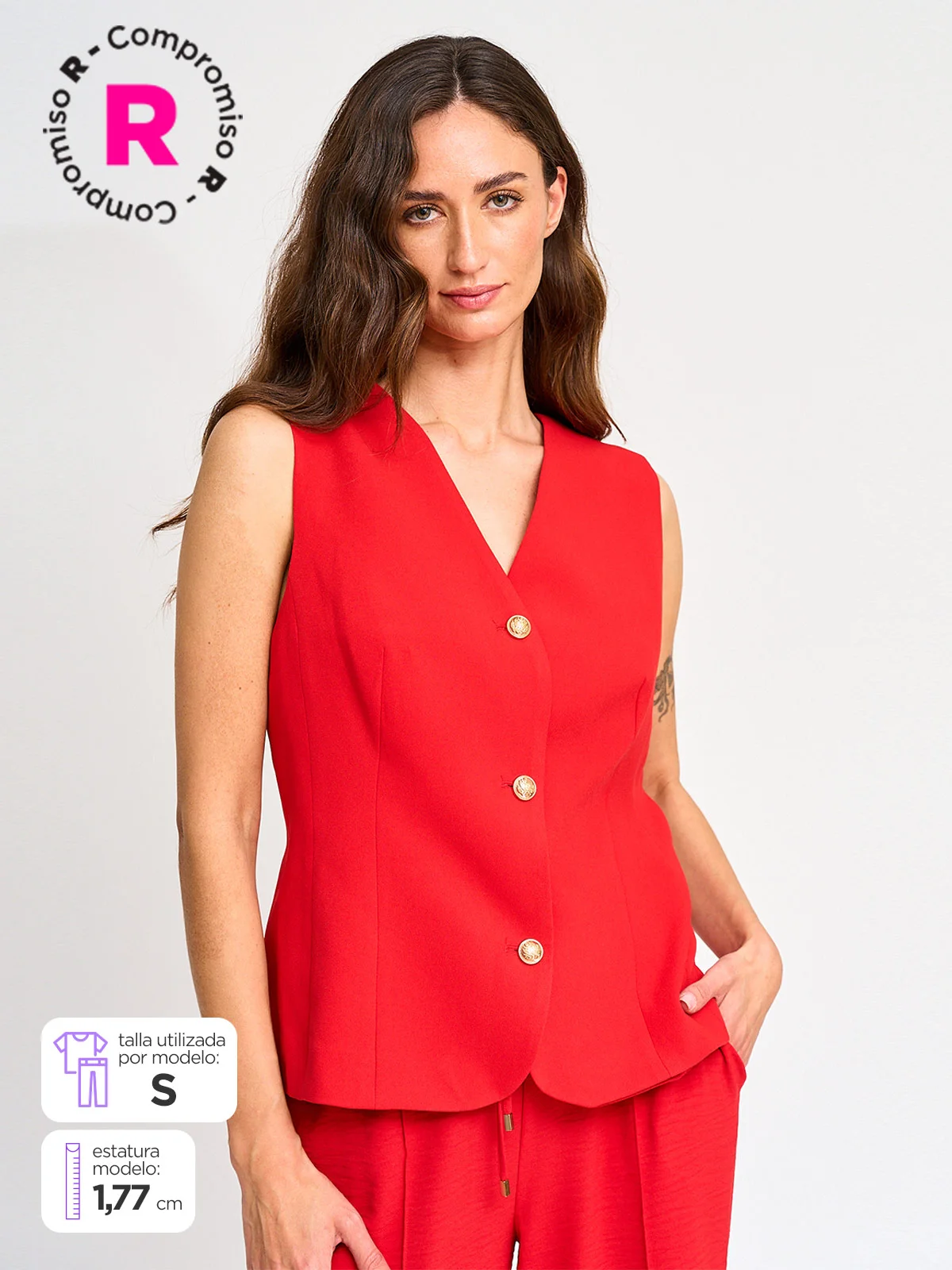 BLAZER MUJER CACHAREL SIN MANGAS BOTONES - 1