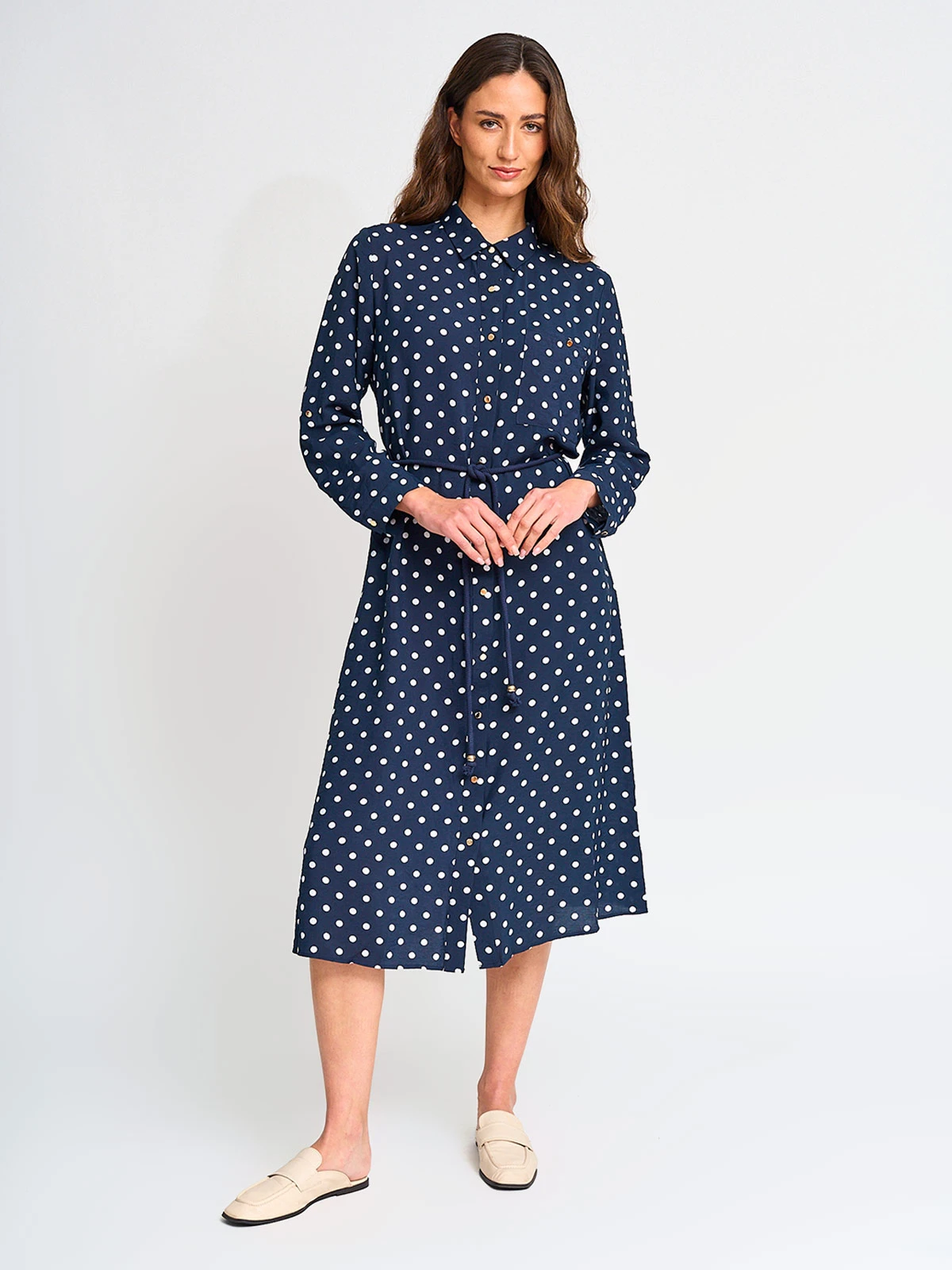 VESTIDO MUJER CACHAREL CUELLO CAMISERO - 2