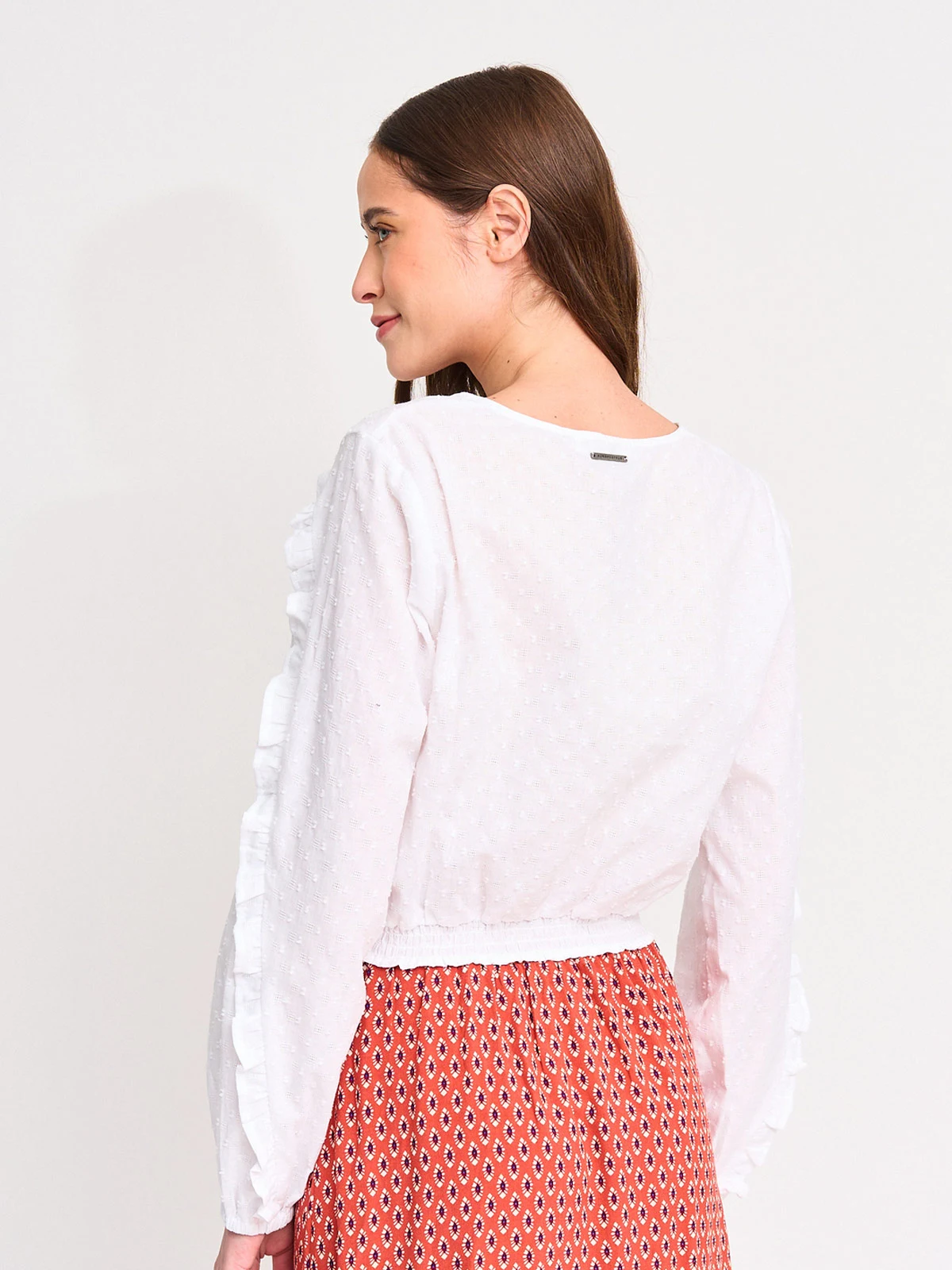 BLUSA MANGA LARGA ALGODÓN MUJER AEROPOSTALE BLANCO ROMA - 2