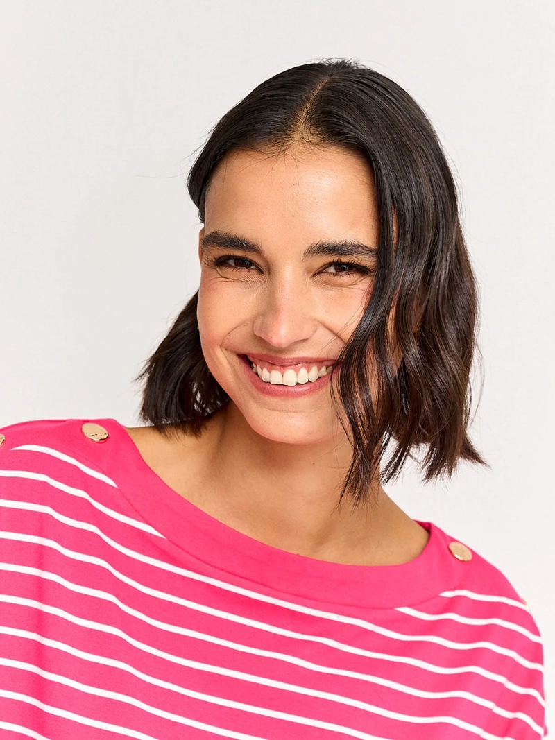 POLERA MUJER CACHAREL ALGODÓN CUELLO BOTE MANGA CORTA - 3