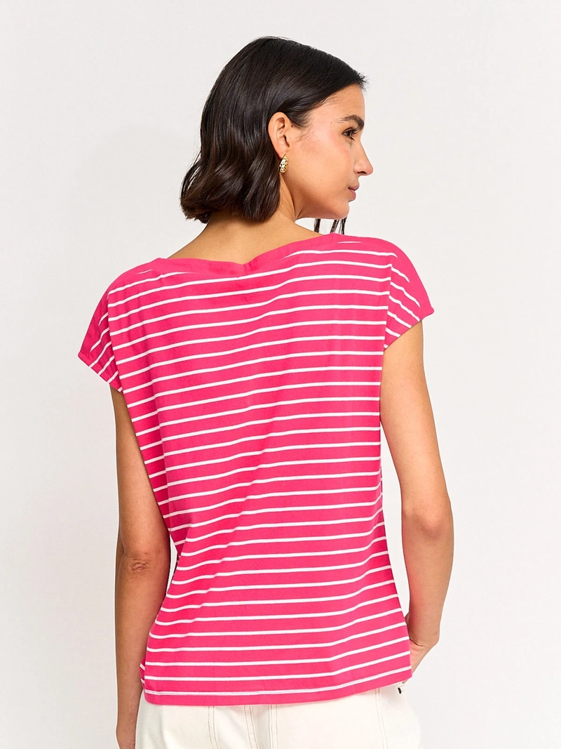 POLERA MUJER CACHAREL ALGODÓN CUELLO BOTE MANGA CORTA - 2