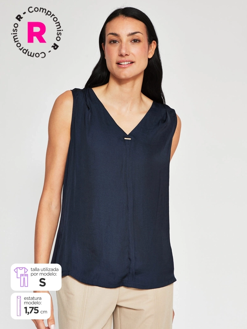 CACHAREL BLUSA MUJER CACHAREL CUELLO EN V SIN MANGAS