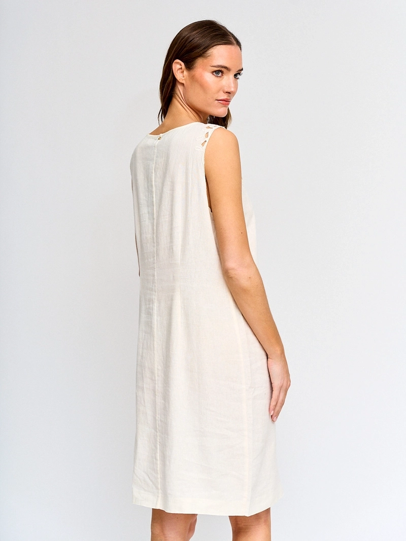 VESTIDO MUJER CACHAREL LINO CORTO TIPO JUMPER - 3