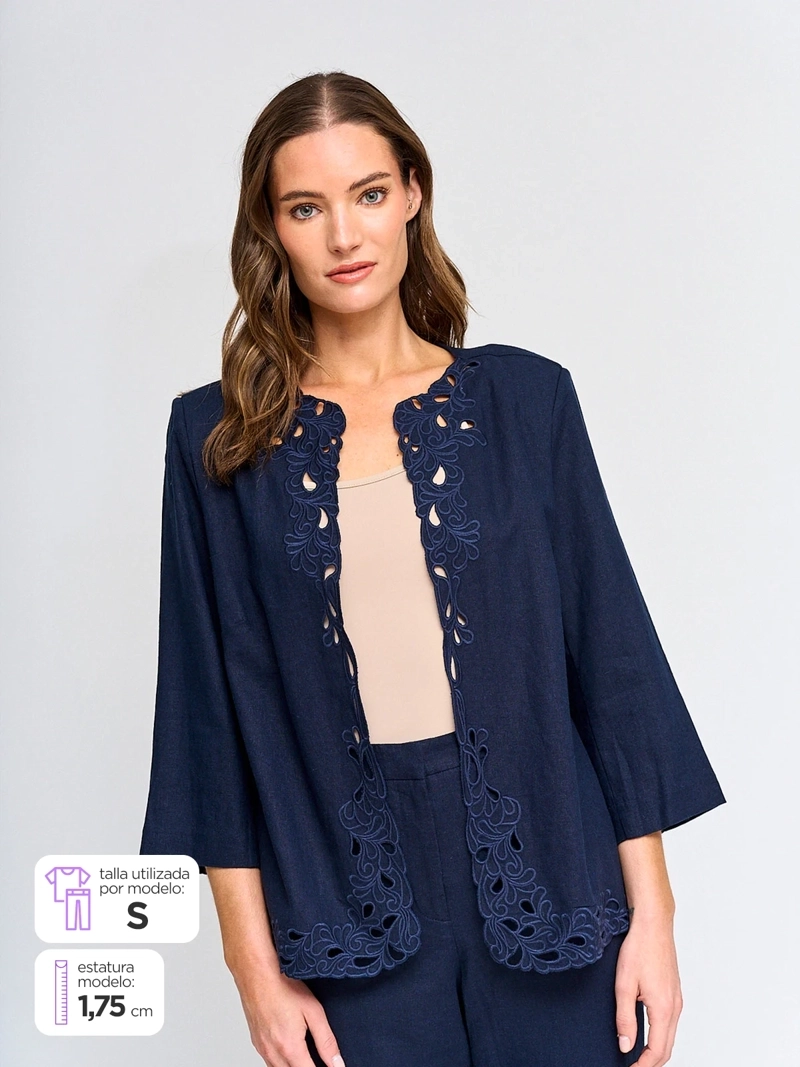 BLAZER MUJER CACHAREL LINO MANGA 3/4 - 1