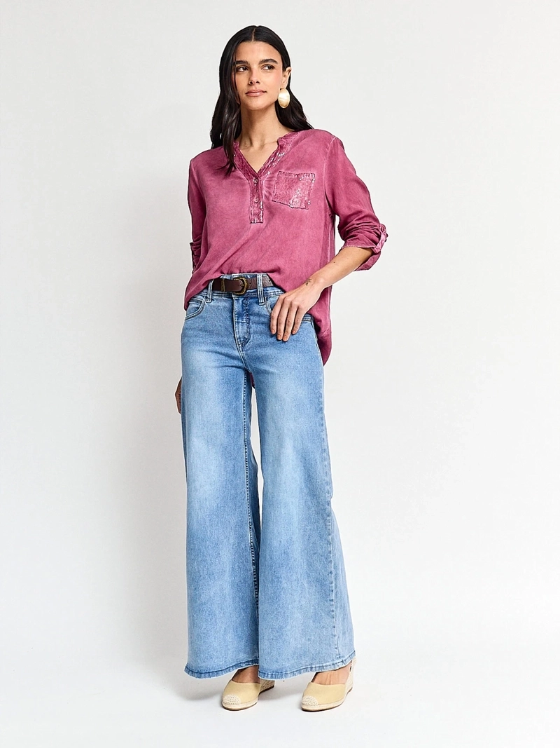 BLUSA MUJER TATIENNE MANGA LARGA ROLL UP LENTEJUELAS - 4