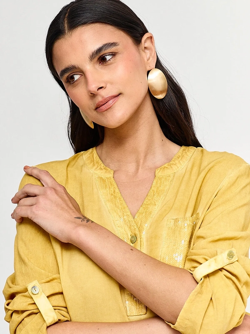 BLUSA MUJER TATIENNE MANGA LARGA ROLL UP LENTEJUELAS - 3