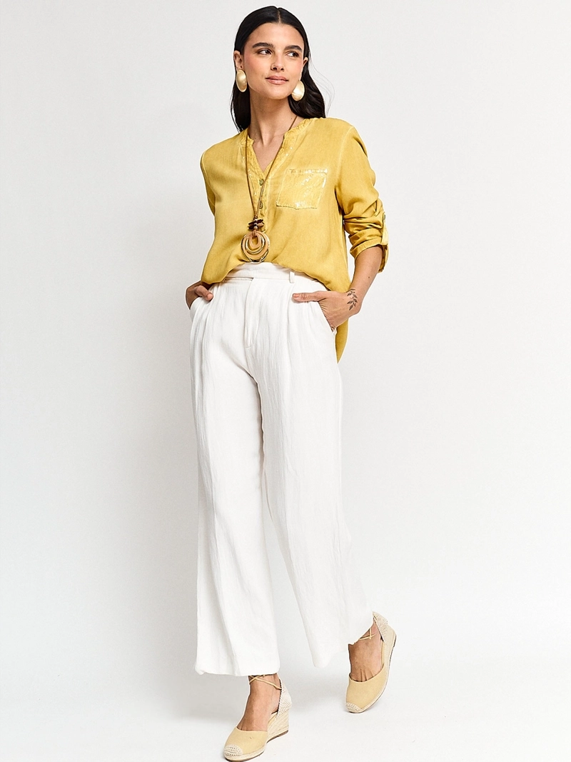 BLUSA MUJER TATIENNE MANGA LARGA ROLL UP LENTEJUELAS - 4