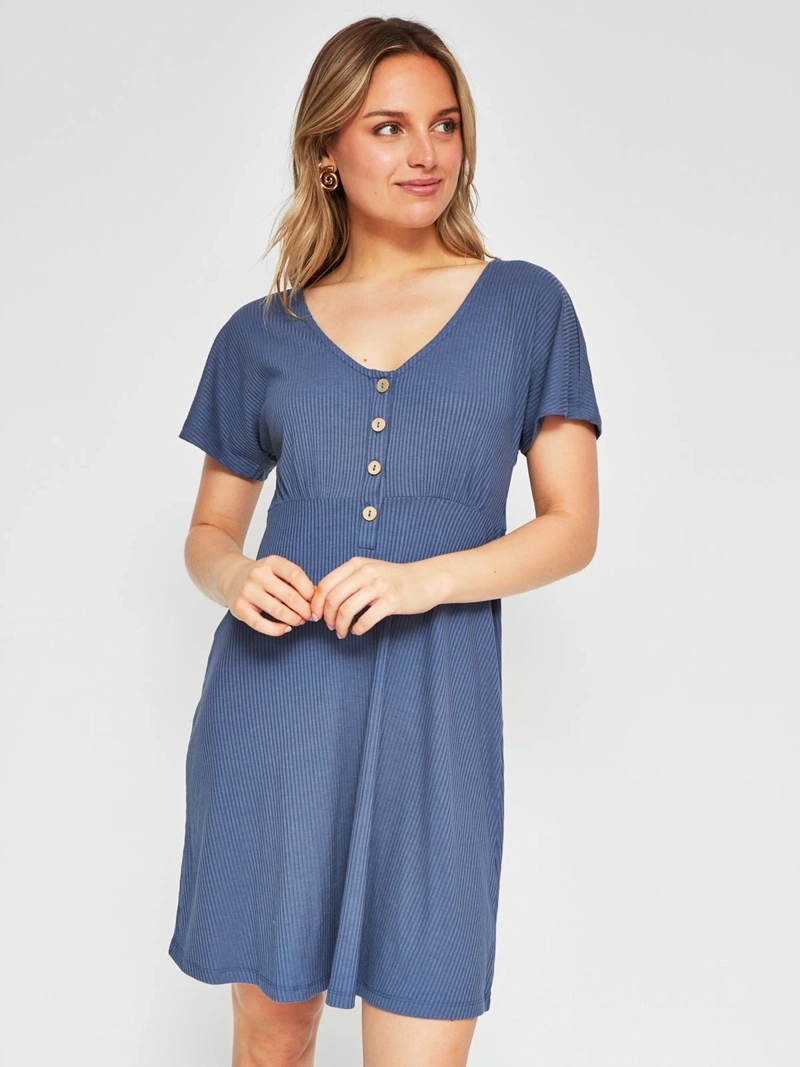 VESTIDO MUJER INDEX CORTO BOTONES - 2
