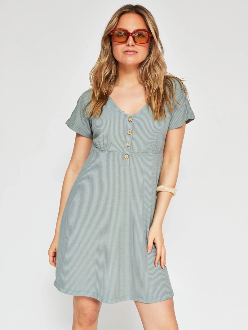 VESTIDO MUJER INDEX CORTO BOTONES - 2