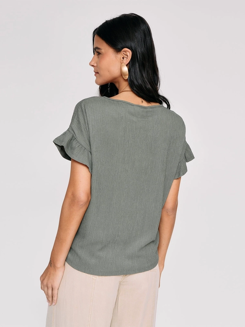 POLERA MUJER AZIZ MANGA CORTA VUELOS TEXTURADA - 2