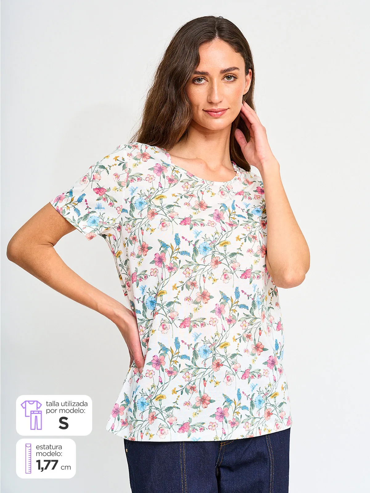POLERA MUJER AZIZ MANGA CORTA ESTAMPADA - 1