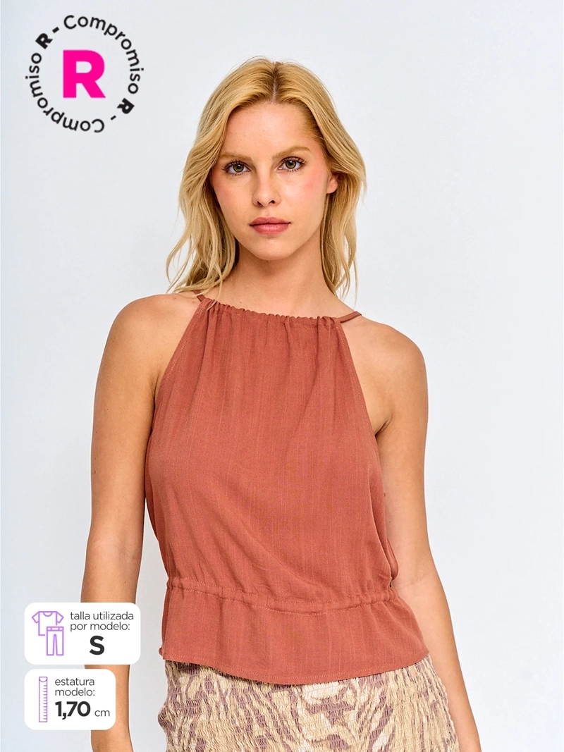 BLUSA MUJER BARBADOS SIN MANGAS LAZO - 1