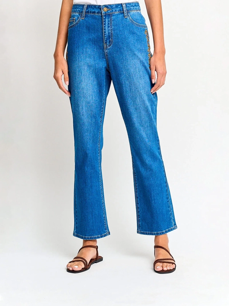 JEANS MUJER AZIZ ALGODÓN BORDADO - 2