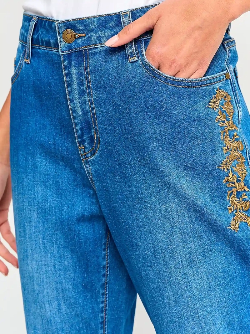JEANS MUJER AZIZ ALGODÓN BORDADO - 4