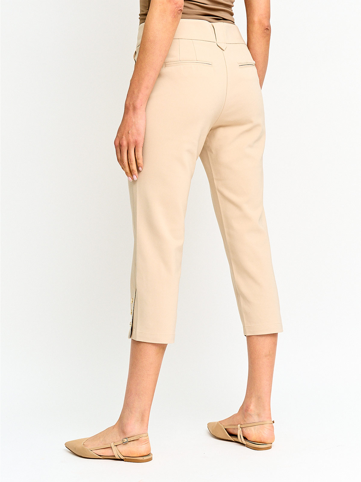 PANTALÓN MUJER CACHAREL ALGODÓN CAPRI BOTONES - 2