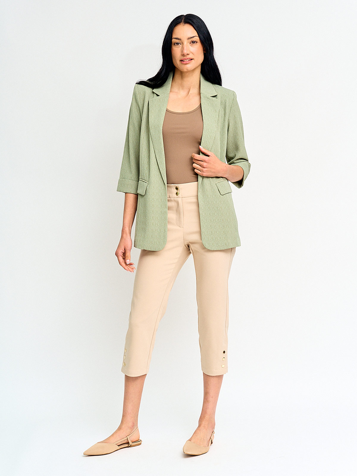 PANTALÓN MUJER CACHAREL ALGODÓN CAPRI BOTONES - 4