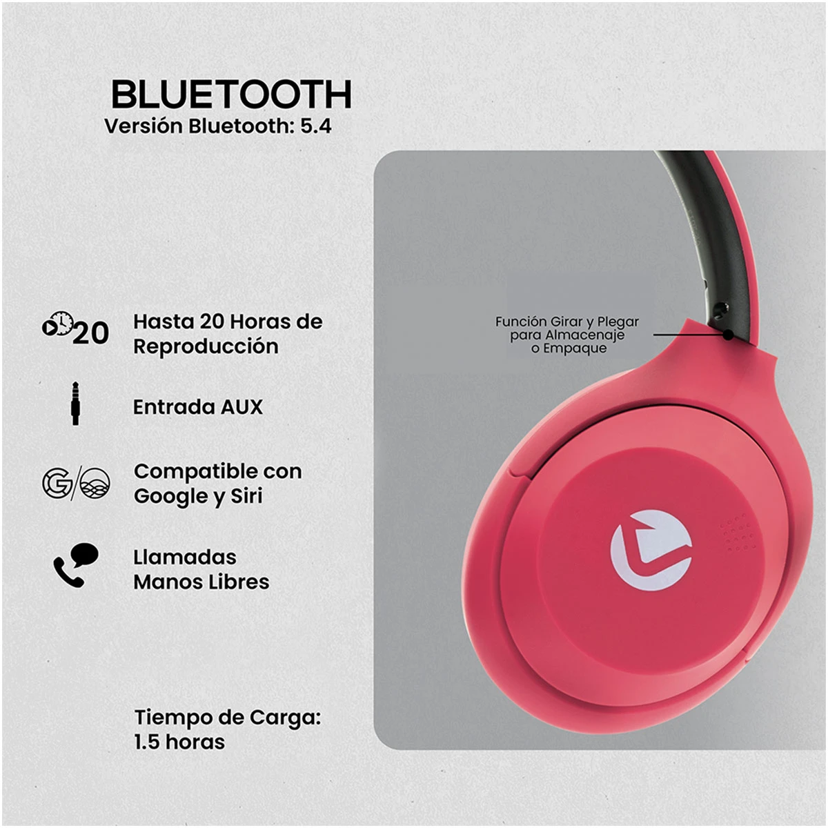 AUDÍFONOS VOLKANO ON EAR SERIE COSMIC 2.O BLUETOOTH - 10