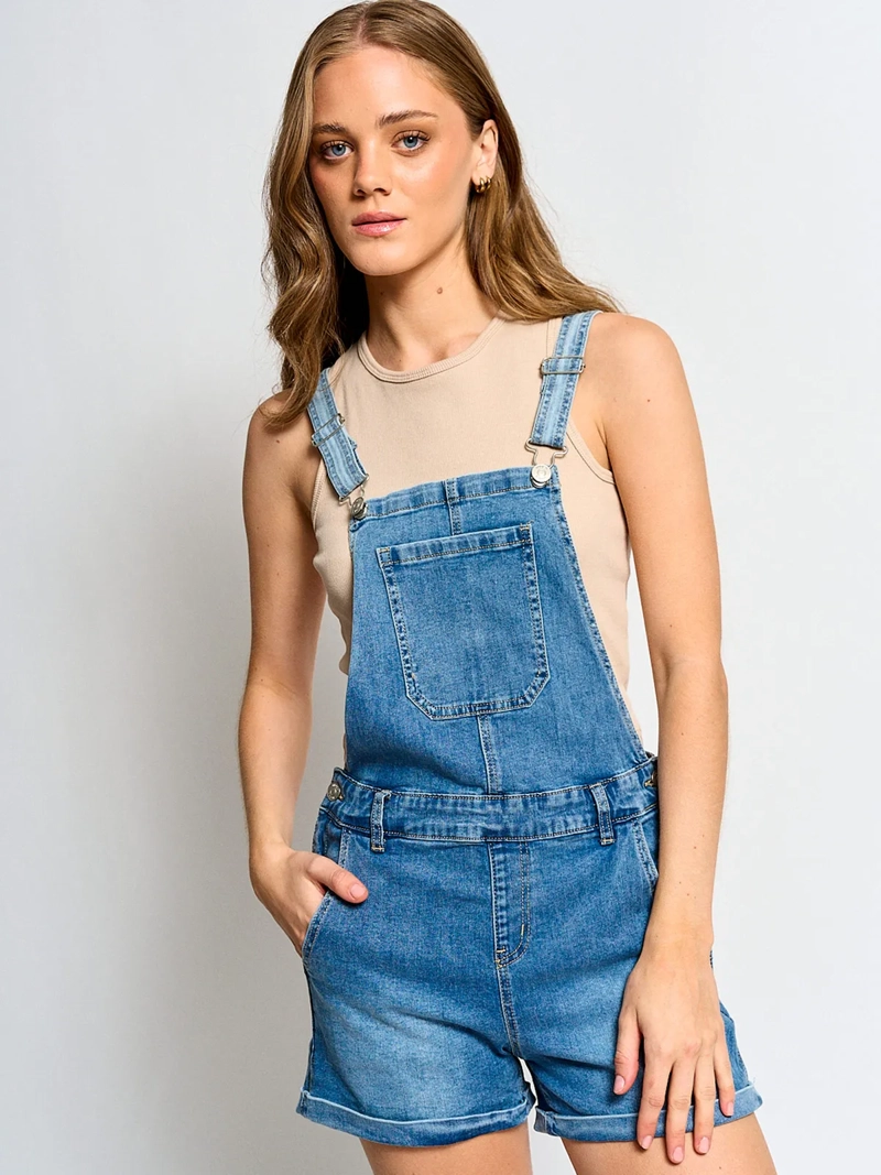 JARDINERA MUJER INDEX ALGODÓN CORTA DENIM - 2