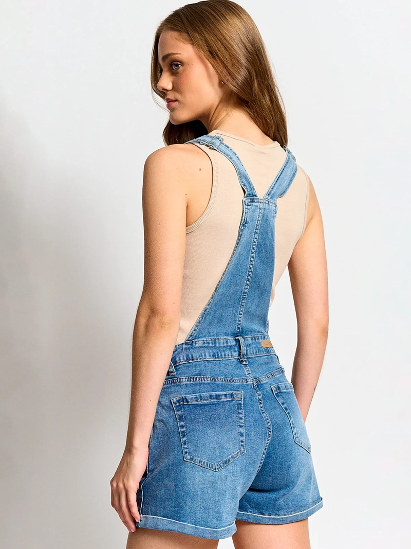 JARDINERA MUJER INDEX ALGODÓN CORTA DENIM - 3