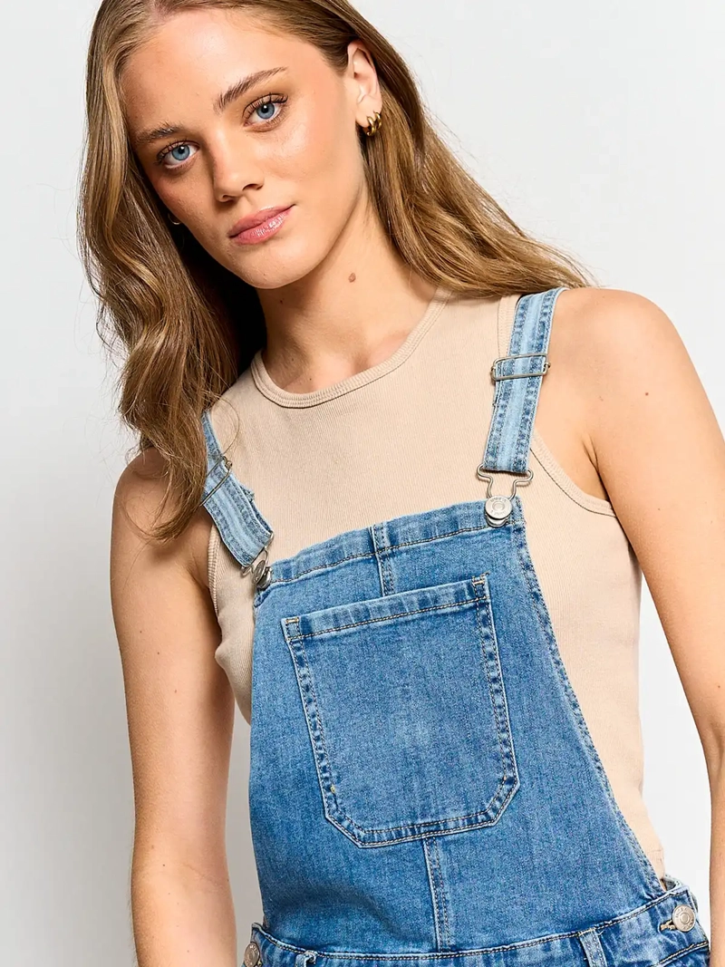 JARDINERA MUJER INDEX ALGODÓN CORTA DENIM - 4