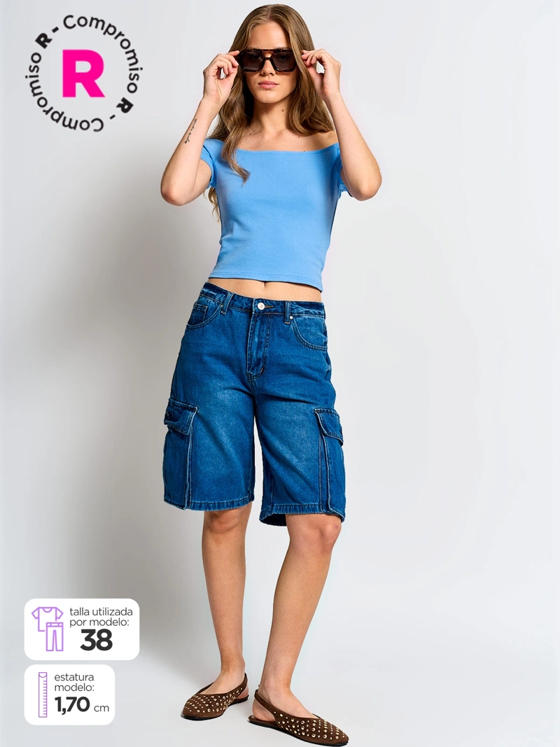 SHORT LARGO MUJER INDEX CARGO ALGODÓN