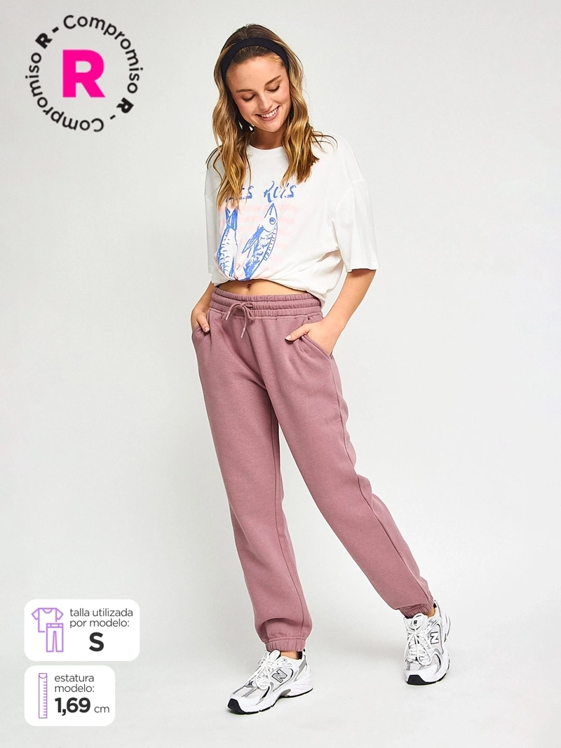 PANTALÓN DE BUZO MUJER INDEX ALGODÓN BÁSICO - 1