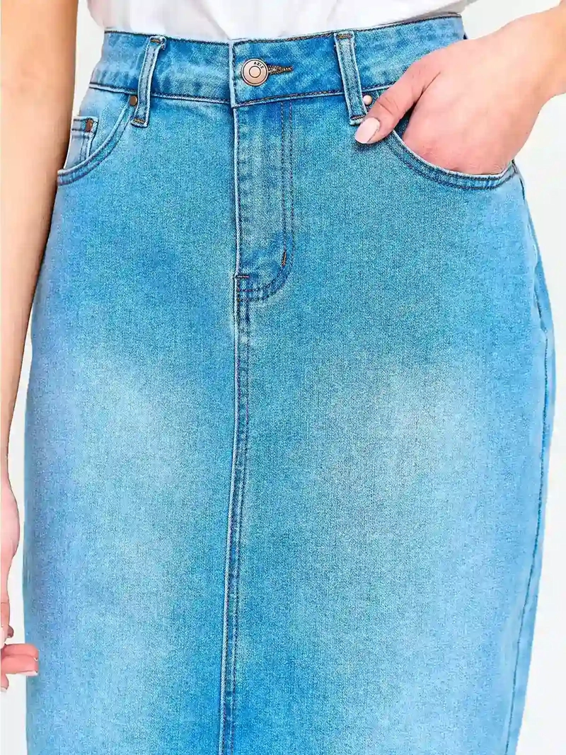 FALDA MUJER AZIZ ALGODÓN CORTA DENIM - 3