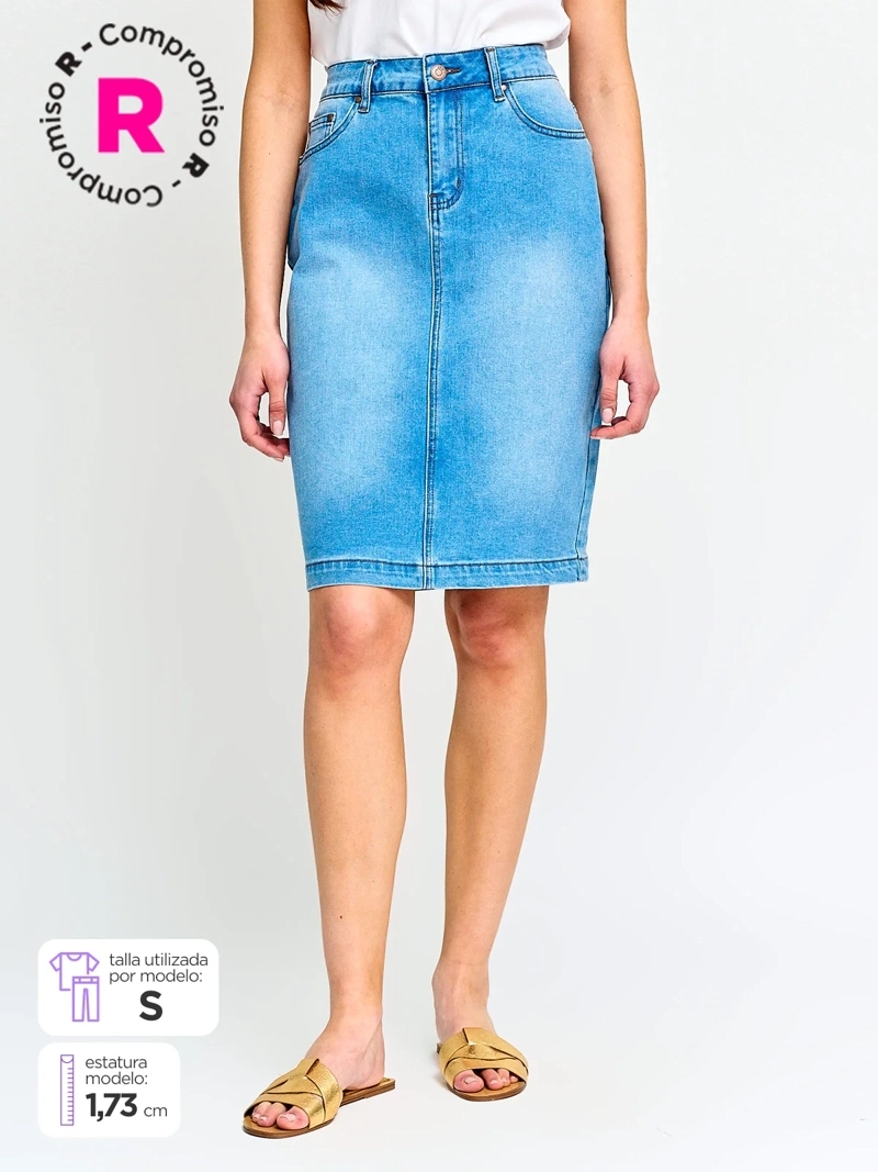 FALDA MUJER AZIZ ALGODÓN CORTA DENIM - 1
