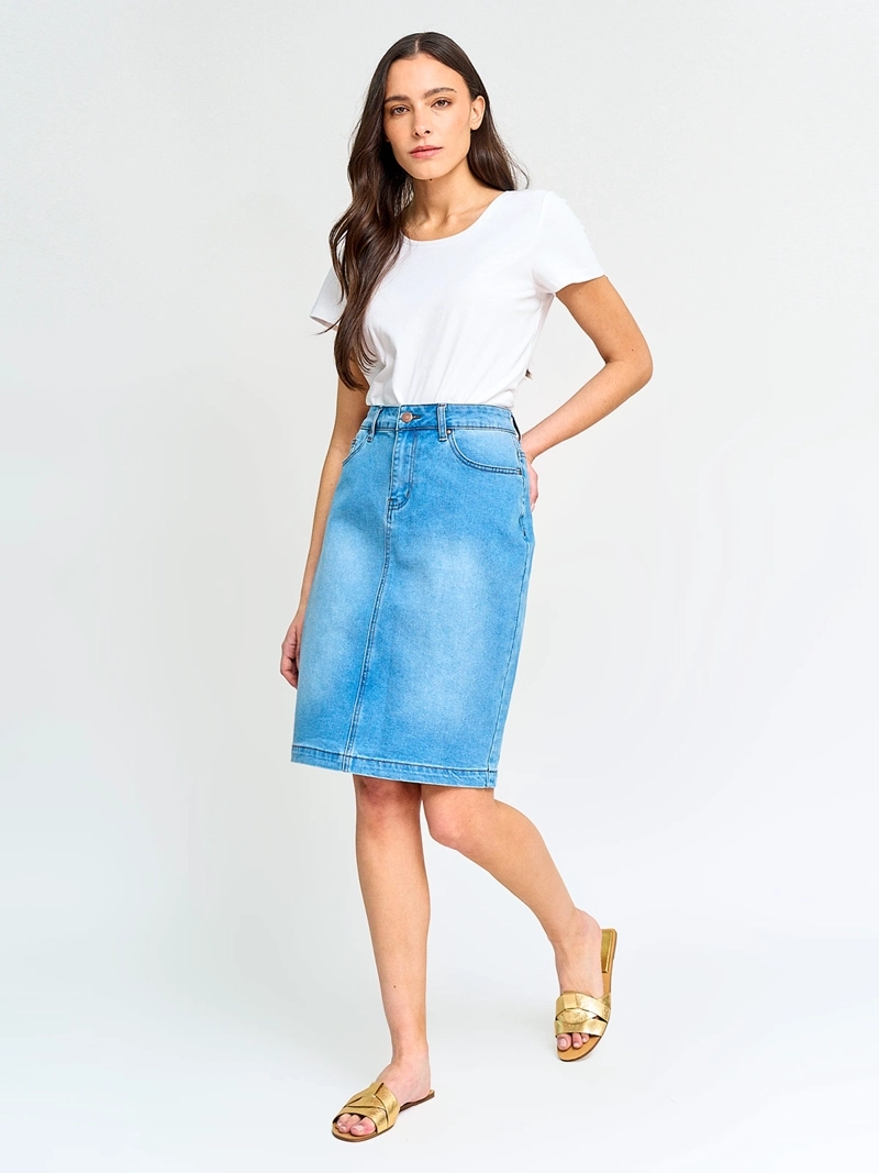 FALDA MUJER AZIZ ALGODÓN CORTA DENIM - 4