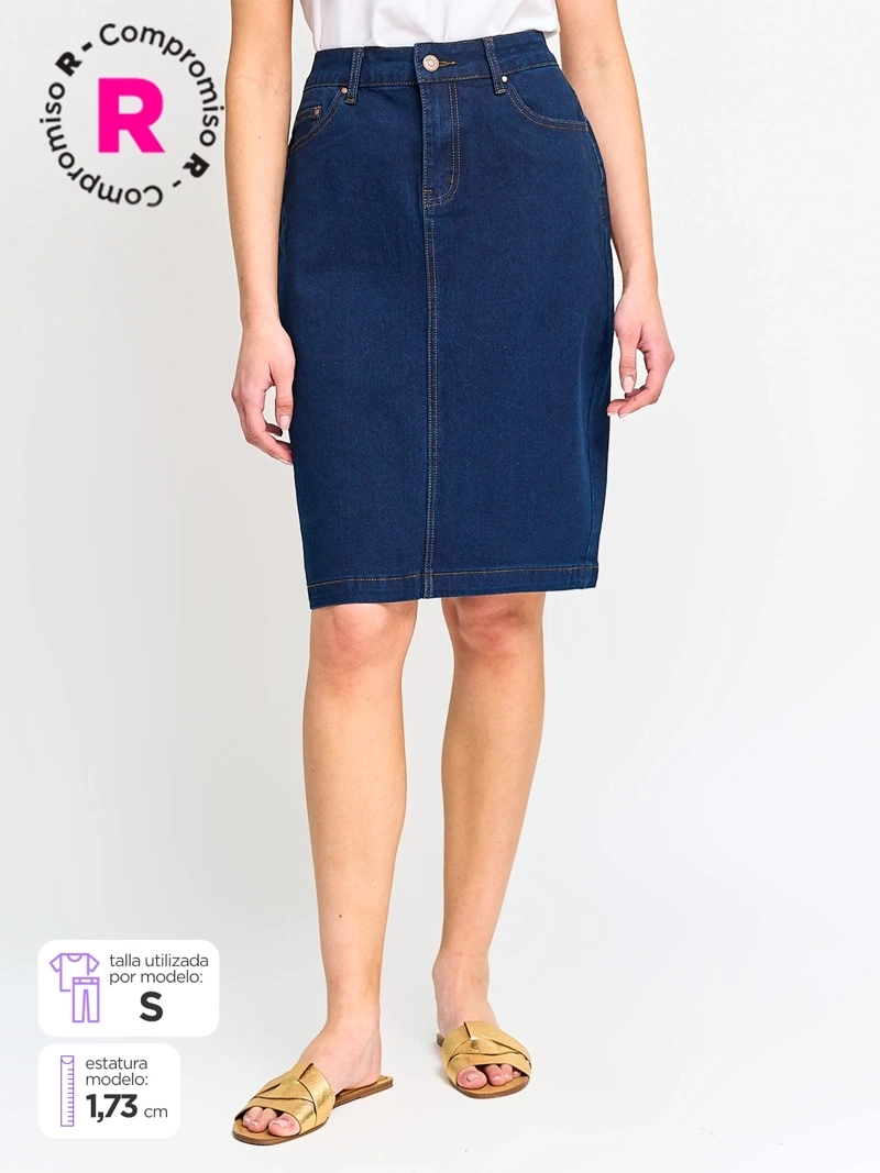 FALDA MUJER AZIZ ALGODÓN CORTA DENIM - 1