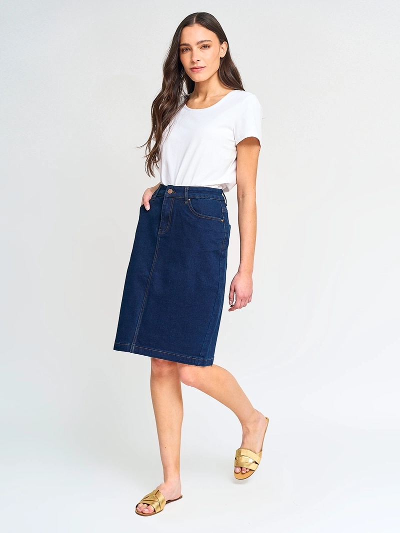 FALDA MUJER AZIZ ALGODÓN CORTA DENIM - 4