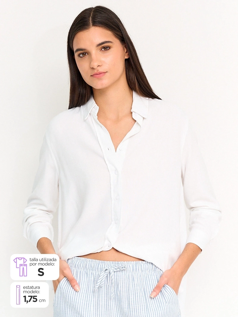 BLUSA MUJER INDEX LINO MANGA LARGA - 1