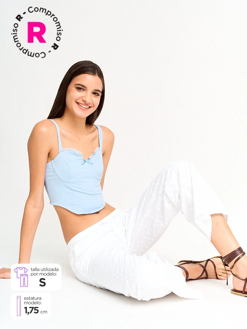 PANTALÓN MUJER INDEX ALGODÓN BRODERIE - 1