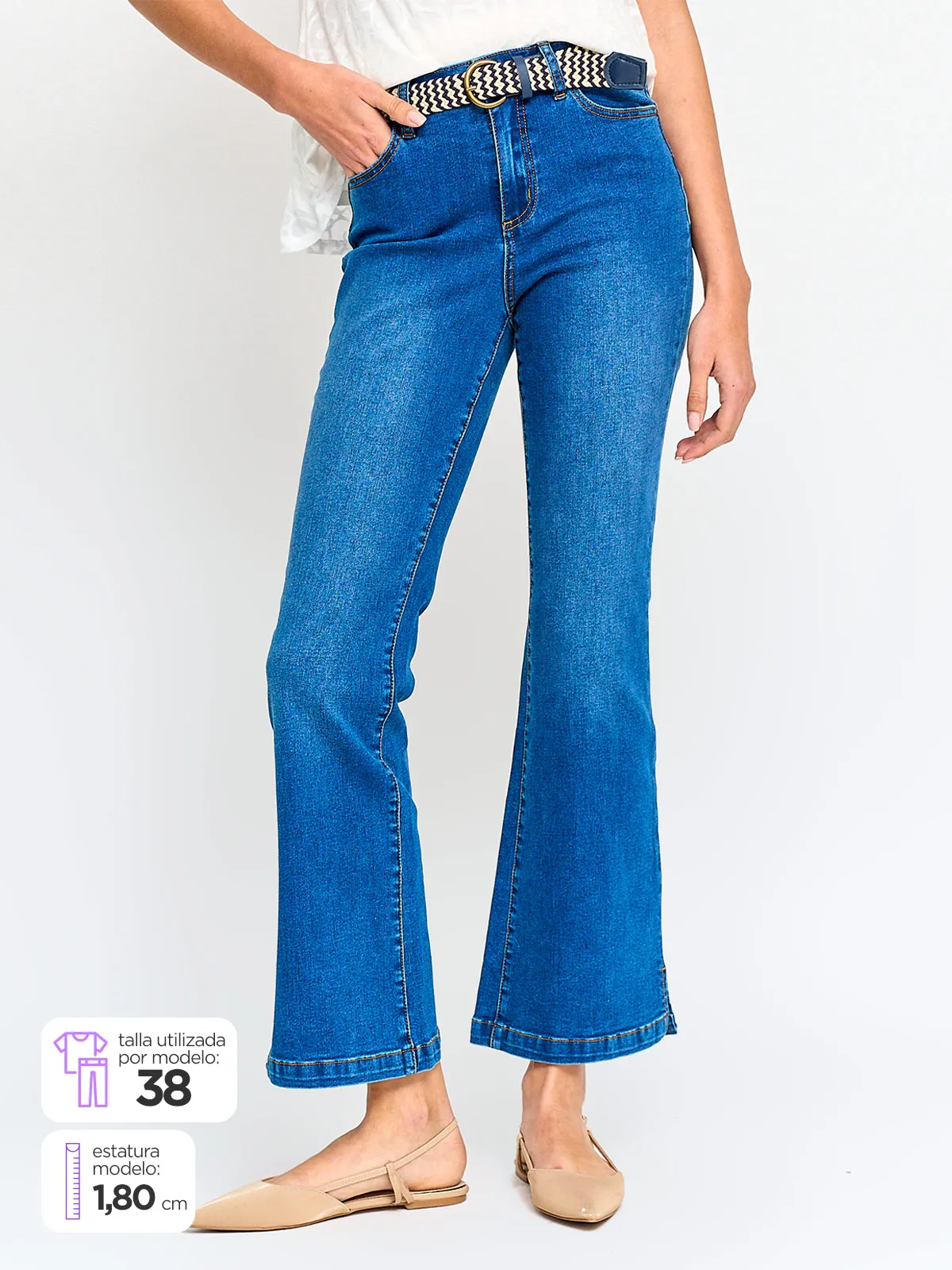 JEANS MUJER REGATTA RECTO FLARE ALGODÓN CINTURÓN - 1