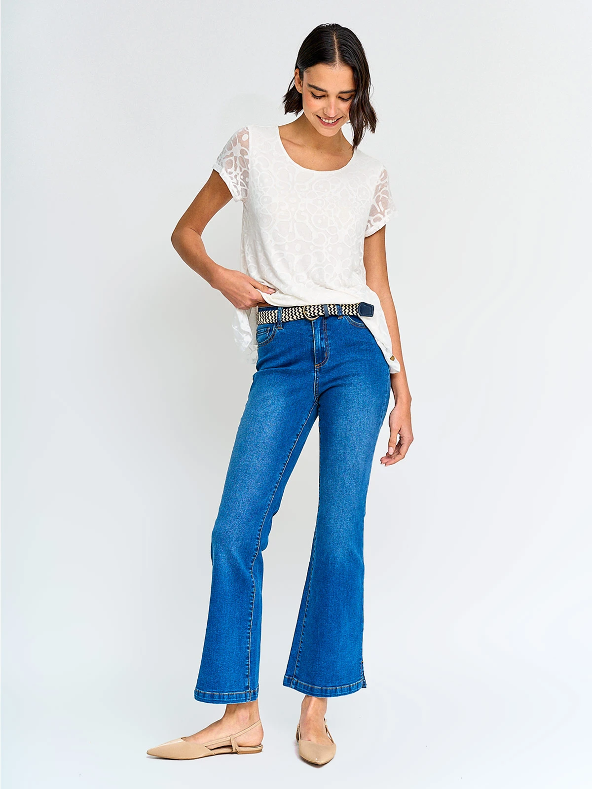 JEANS MUJER REGATTA RECTO FLARE ALGODÓN CINTURÓN - 4