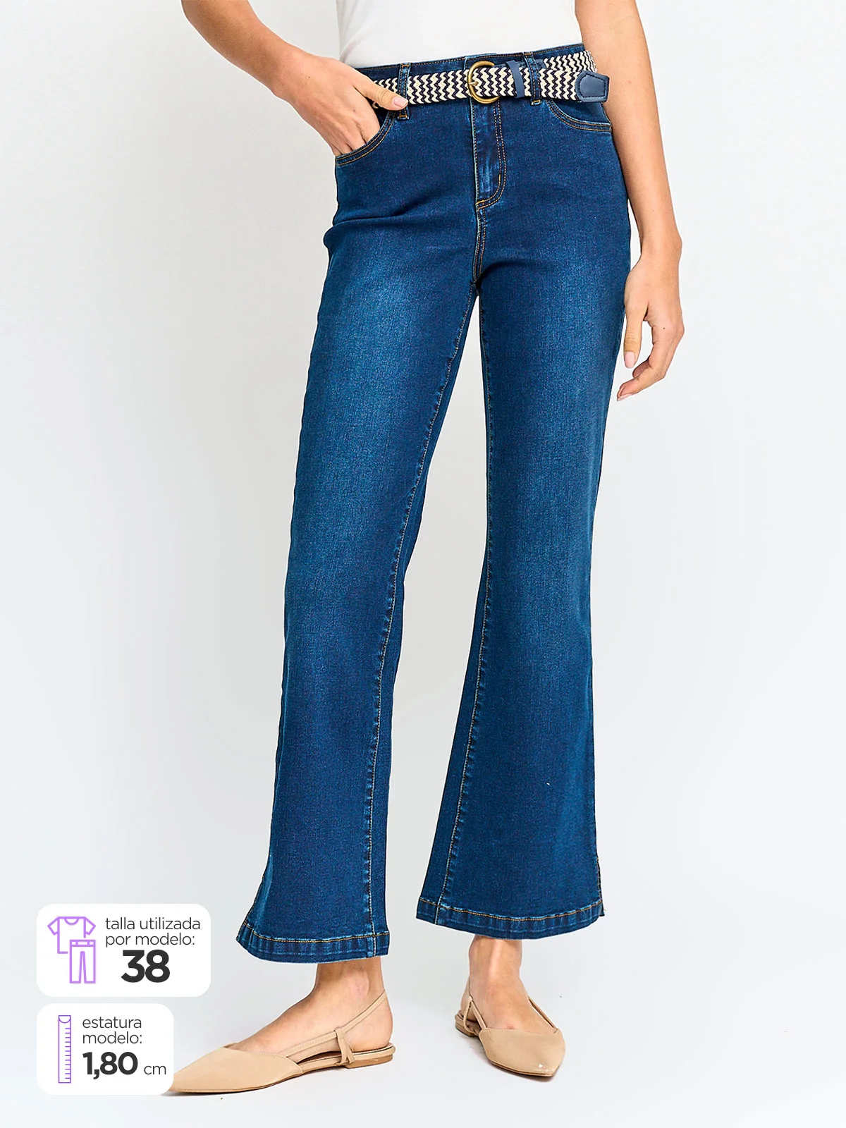JEANS MUJER REGATTA RECTO FLARE ALGODÓN CINTURÓN - 1
