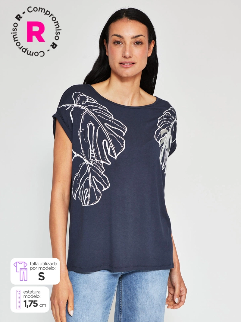 POLERA MUJER AZIZ MANGA CORTA ESTAMPADA - 1