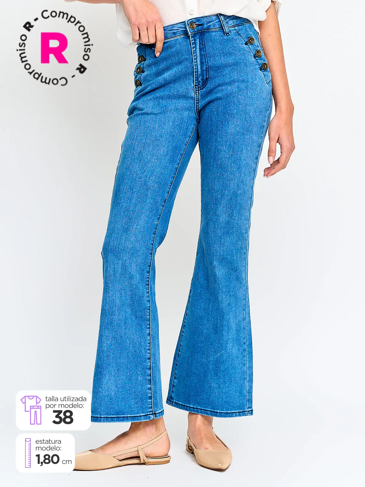 JEANS MUJER REGATTA ALGODÓN BOTONES - 1
