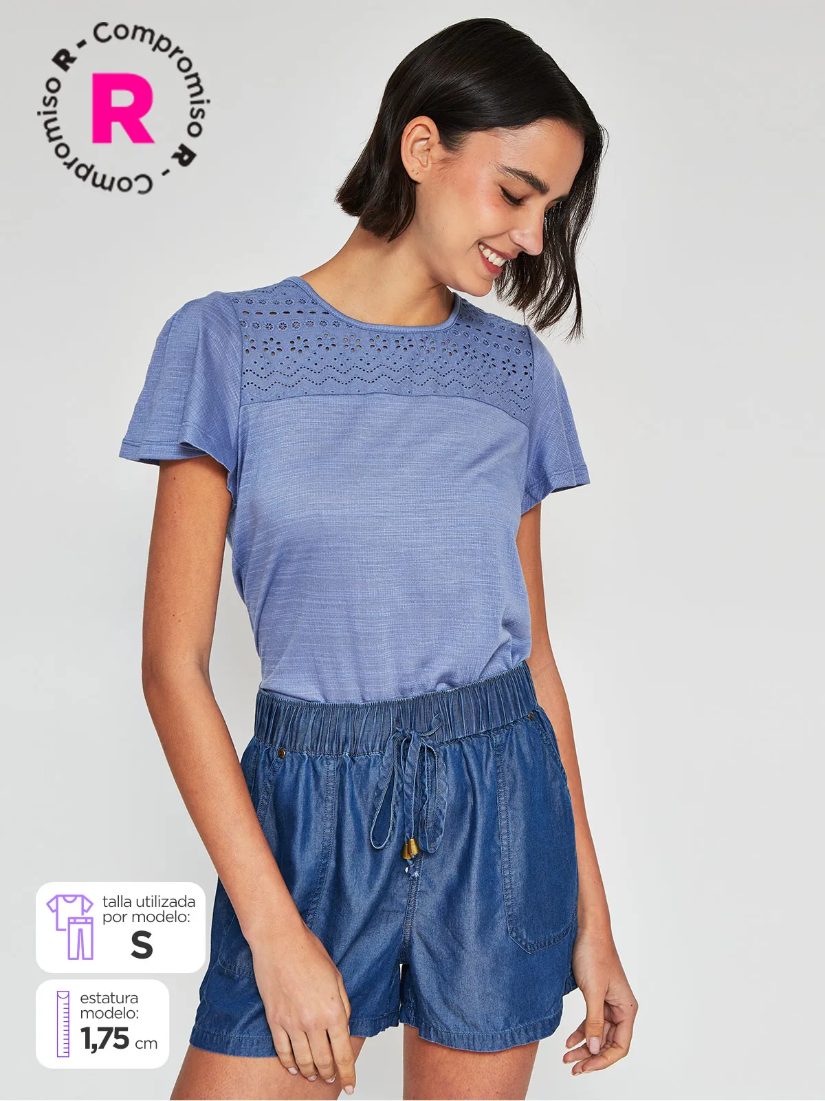 POLERA MUJER REGATTA MANGA CORTA BRODERIE - 1